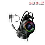 TechnoZone K47 Gaming Headphone With 2 Jack &amp; Usb For Led Lights For Computer &amp; Audio Cable Converter