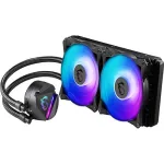 MSI MAG CORELIQUID 240R - AIO RGB CPU Liquid Cooler - Rotating Cap Design - 240mm Radiator - Dual 120mm RGB PWM Fans.