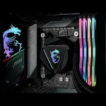MSI MAG CORELIQUID 240R - AIO RGB CPU Liquid Cooler - Rotating Cap Design - 240mm Radiator - Dual 120mm RGB PWM Fans.