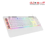 Redragon K512 Shiva RGB Backlit Membrane Gaming Keyboard with Multimedia Keys, Linear Mechanical-Feel Switch, 6 Extra On-Board Macro Keys, Dedicated Media Control, Detachable Wrist Rest, White