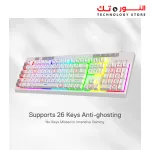 Redragon K512 Shiva RGB Backlit Membrane Gaming Keyboard with Multimedia Keys, Linear Mechanical-Feel Switch, 6 Extra On-Board Macro Keys, Dedicated Media Control, Detachable Wrist Rest, White