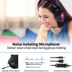 ONIKUMA K3 Stereo Gaming Headset for Xbox One, PC, PS4 Over-Ear Headphones with Noise Canceling Mic, Soft Breathing Earmuffs, LED Light, Mute&amp;Volume Control for Mac Laptop Tablet Smatphone