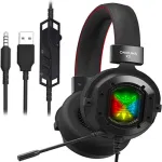ONIKUMA K3 Stereo Gaming Headset for Xbox One, PC, PS4 Over-Ear Headphones with Noise Canceling Mic, Soft Breathing Earmuffs, LED Light, Mute&amp;Volume Control for Mac Laptop Tablet Smatphone