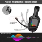 Onikuma K20 Camo Grey Gaming Headset with Surround Sound PS4 Headphones with Mic Works with Xbox One PC,RGB Lightweight Soft Earmuffs &amp; Volume Control