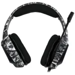 Onikuma K20 Camo Grey Gaming Headset with Surround Sound PS4 Headphones with Mic Works with Xbox One PC,RGB Lightweight Soft Earmuffs &amp; Volume Control