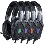 ONIKUMA Gaming Headset - Updated K8 Headset Gaming for PS4 Xbox One, Stereo Over-ear Headphones &amp; Noise-canceling Microphone with Mic for PC Computer, Black