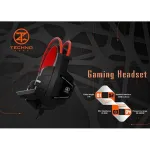TechnoZone K25 Backlit LED Gaming Headset - Black/Red