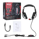 ONIKUMA K12 Stereo Gaming Headset for PC, Consoles and Mobiles with LED Light (Black/Red)