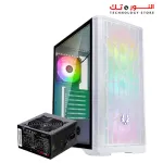 BitFenix Nova Mesh SE TG Mid Tower Case Tempered Glass Window 4F-RGB + Bitfenix BPA 600 600W PSU 80 PLUS PSU - White
