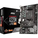 MSI A320M-A PRO MAX ProSeries AMD A320 1st, 2nd, 3rd Gen Ryzen Compliant AM4 DDR4 HDMI DVI M.2 USB 3 Micro-ATX Motherboard