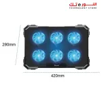 Standard ICE-06N Gaming Laptop Cooling Pad Stand – 6x Blue Led Fans – Iron Mesh – 2 x USB – Support 12 UP to 17 Inch | Black