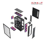 Xander Velox Gaming Case Mid Tower 4 ARGB FANS CONTROLLER Black +  PSU 700W 80+ WHITE fixed cable