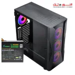 Xander Velox Gaming Case Mid Tower 4 Fan RGB CONTROLLER Black + PSU 600W +80 PLUS WHITE fixed cable