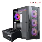 Xander Velox Gaming Case Mid Tower 4 Fan RGB CONTROLLER Black + PSU 600W +80 PLUS WHITE fixed cable