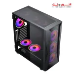 Xander Velox Gaming Case Mid Tower 4 Fan RGB CONTROLLER Black + PSU 600W +80 PLUS WHITE fixed cable