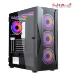 Xander Velox Gaming Case Mid Tower 4 Fan RGB CONTROLLER Black + PSU 600W +80 PLUS WHITE fixed cable