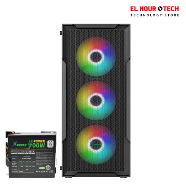 Xander CASE Hulk 4 ARGB Fans & ARGB Mesh Mid Tower Gaming Case With PSU 700W 80+ - Black