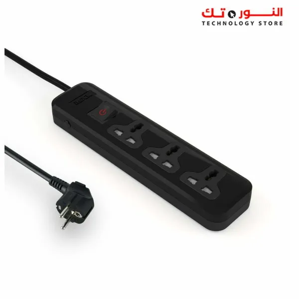iLOCK power strip 3 universal outlets with overload switch (black)