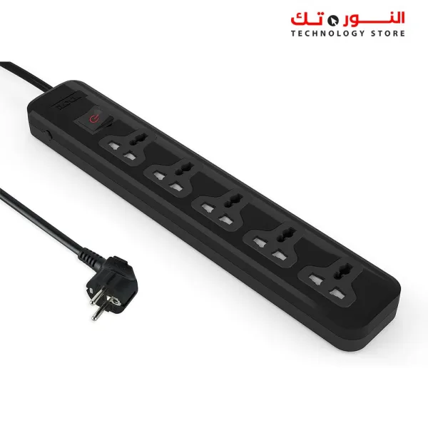 i LOCK power strip 5 universal outlets without earthing - (Basic) (Black)