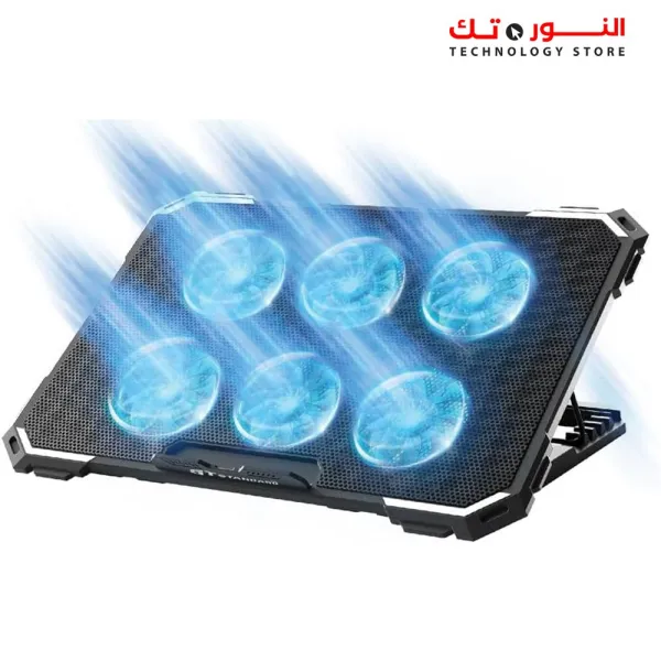 Standard ICE-06N Gaming Laptop Cooling Pad Stand – 6x Blue Led Fans – Iron Mesh – 2 x USB – Support 12 UP to 17 Inch | Black