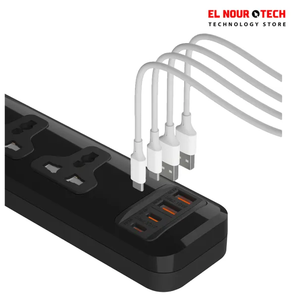ILOCK Power Strip with 3 Outlets & 4 USB Ports (2 USB-C + 2 USB-A)  Fast Charging | 2M