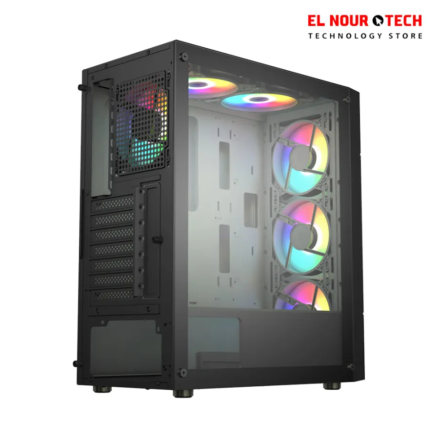 Xander CASE Hulk 4 ARGB Fans & ARGB Mesh Mid Tower Gaming Case With PSU 700W 80+ - Black