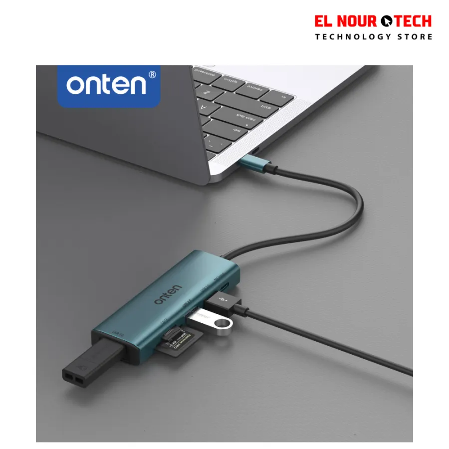 ONTEN UC120 6-in-1 USB-C to USB3.0 + 2xUSB2.0 + Type-C Input + SD / TF Card Slots Adapter USB Hub