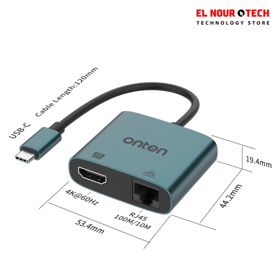 ONTEN UC288 USB-C to HDMI HD Video Adapter with RJ45 (100M)