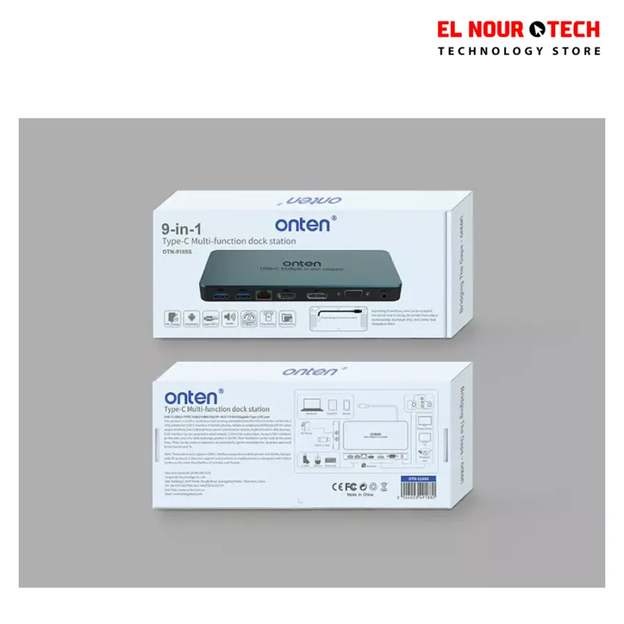 9188s USB-C Docking Station 9-in-1, VGA 1080P@60Hz, Displayport 4K, HDMI 4K, 3.5MM Jack, RJ45 1000M, USB 3.0 X2, USB-C Data, USB-C PD 3.0 @100W