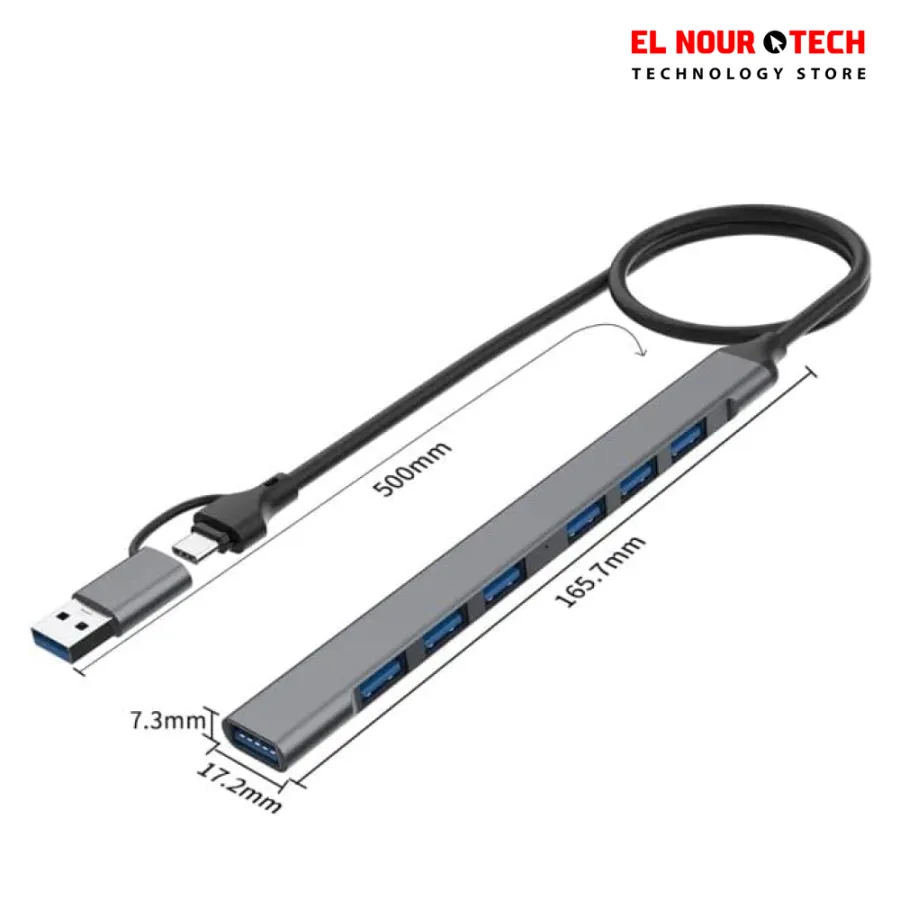 Standard Type-C/USB 3.0 To 7 Port USB HUB – Supper Slim – Up to 5Gbps | UCA9702
