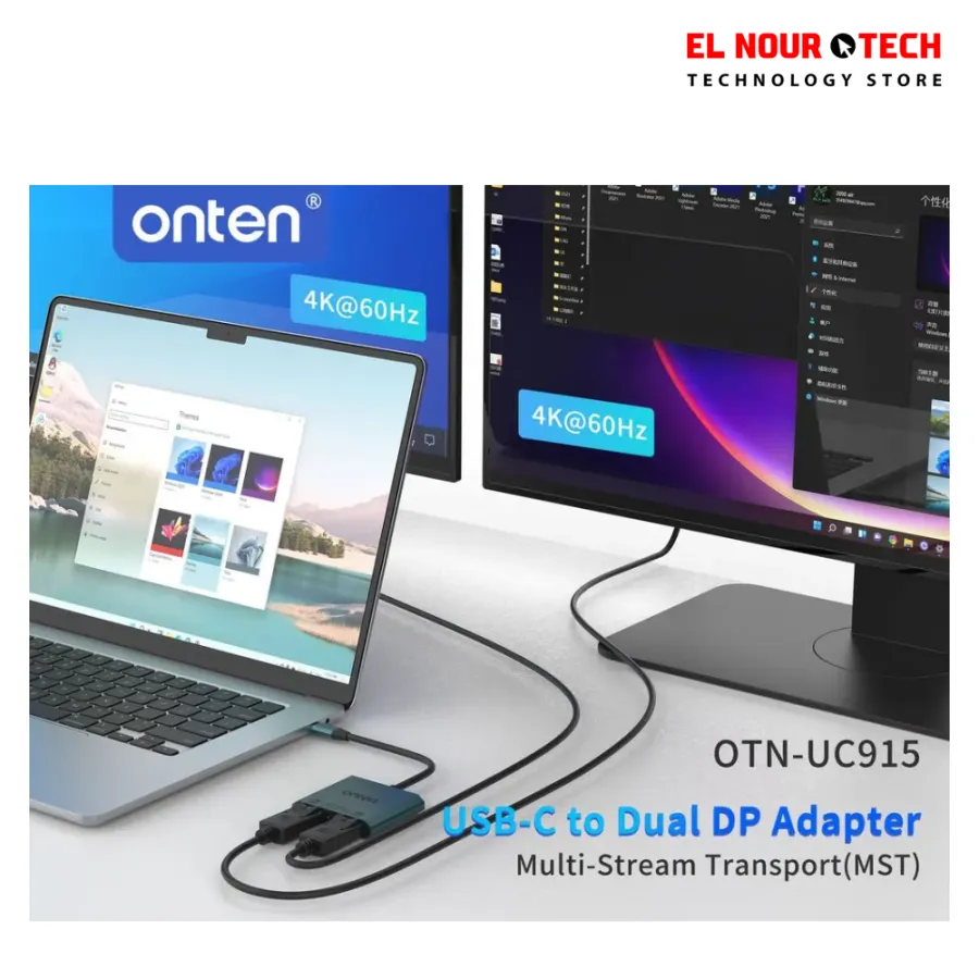 Onten UC915 USB-C to Dual DisplayPort Converter