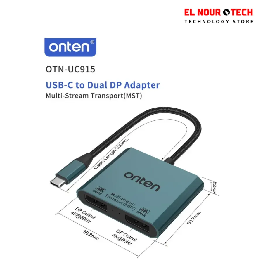 Onten UC915 USB-C to Dual DisplayPort Converter
