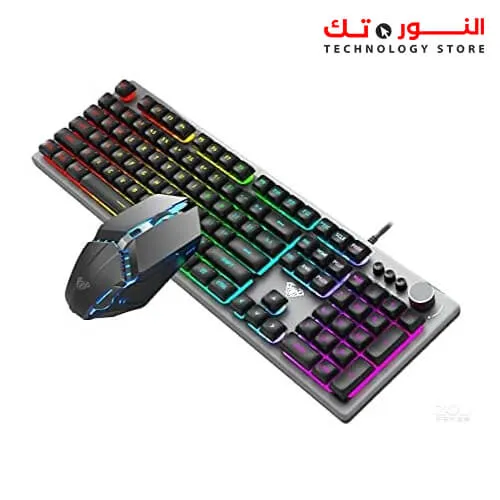 AULA T200 Mouse Keyboard Combo Black Multi-function knob RGB Backlight Effects