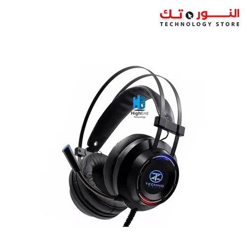 TechnoZone K47 Gaming Headphone With 2 Jack & Usb For Led Lights For Computer & Audio Cable Converter
