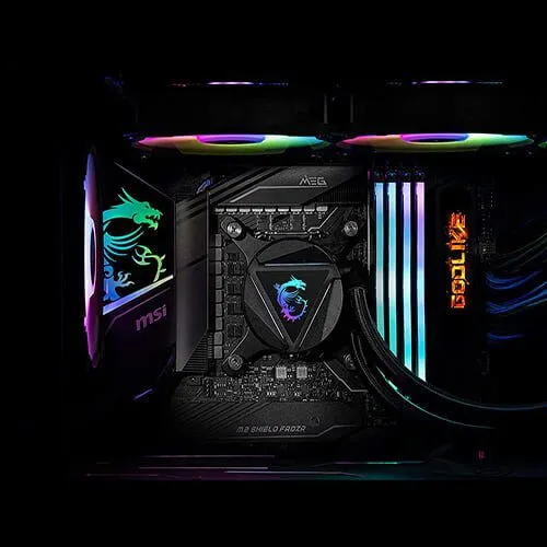 MSI MAG CORELIQUID 240R - AIO RGB CPU Liquid Cooler - Rotating Cap Design - 240mm Radiator - Dual 120mm RGB PWM Fans.