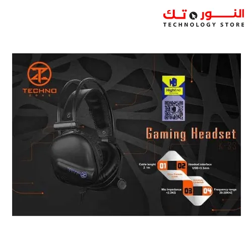 TechnoZone K33 Backlit LED Gaming Headset - Black