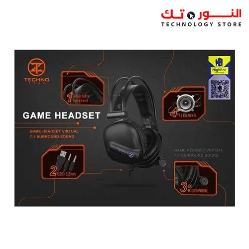 TechnoZone K33 Backlit LED Gaming Headset - Black