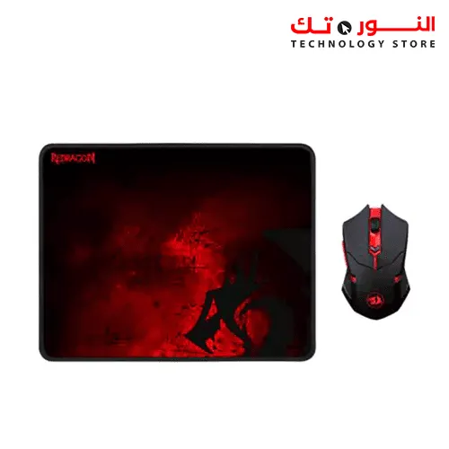 Redragon M601-WL-BA Gaming Mouse and Mouse Pad Combo Red LED Mouse Large Mouse Pad Black Mouse Pad Cordless Mouse Set