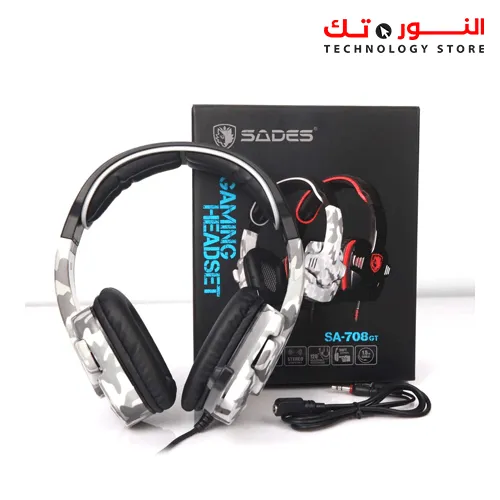 Sades SA708GT Gaming Headset Single 3.5mm Jack Over Ear Gamer Headphones with Microphone and PC Adapter for Xbox One/PS4/PlayStation
