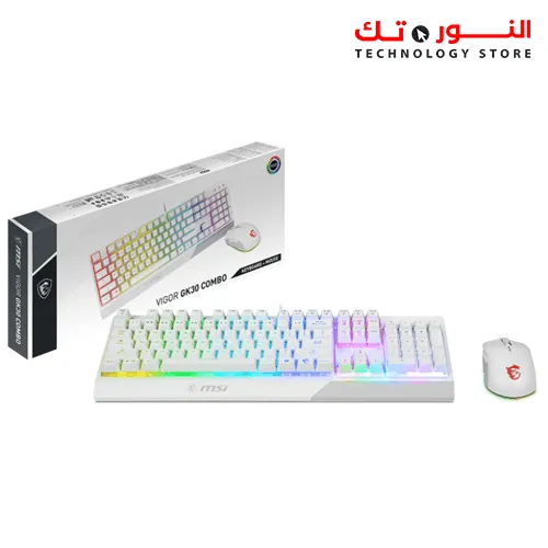 MSI VIGOR GK30 RGB GAMING COMBO (CLUTCH GM11+GK30) White - ARABIC
