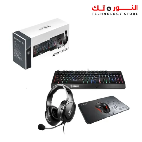 MSI Adventure 202 Gaming Kit ( VIGOR GK20 Keyboard + GM08 Gaming Mouse + GH20 Headphones +AGILITY GD21 Pad)