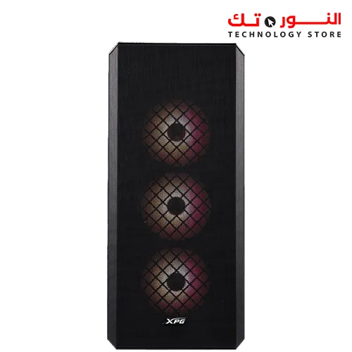 XPG Defender Mid Tower ATX Computer Case, MESH Front Panel, RGB Effect Efficient Airflow, Tempered Glass, x3 XPG VENTO 120 ARGB Fans, Removable Dust Filter, Black