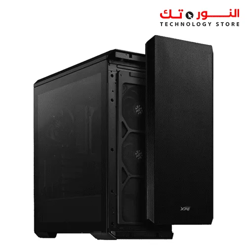 XPG Defender Mid Tower ATX Computer Case, MESH Front Panel, RGB Effect Efficient Airflow, Tempered Glass, x3 XPG VENTO 120 ARGB Fans, Removable Dust Filter, Black