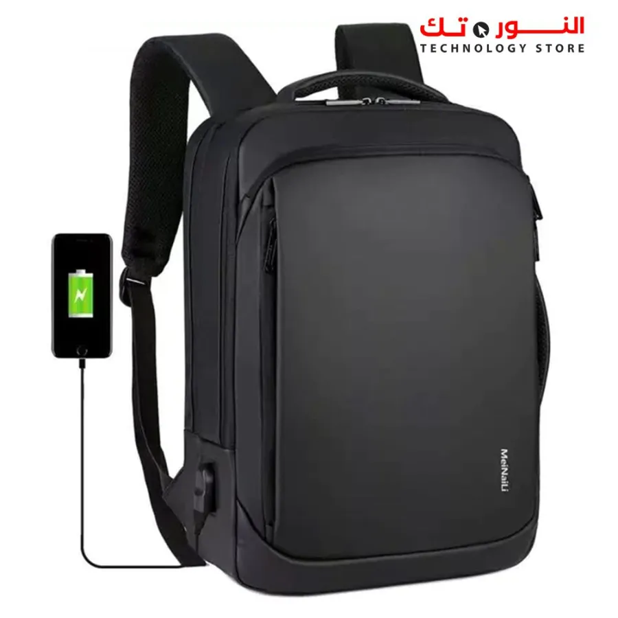MEINAILI  "1901 15.6 - inch Business Waterproof Multifunction Laptop Backpack With USB Outport - Black "