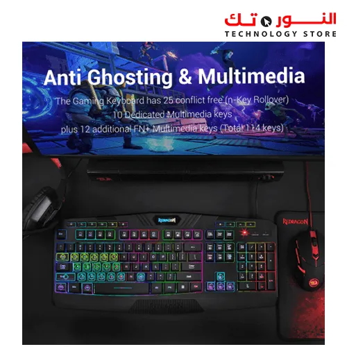 REDRAGON S101-BA-2 4x1 WIRED RGB BACKLIT GAMING KEYBOARD AND MOUSE, GAMING MOUSE PAD, GAMING HEADSET COMBO ALL IN 1 PC GAMER BUNDLE FOR WINDOWS PC – (BLACK)