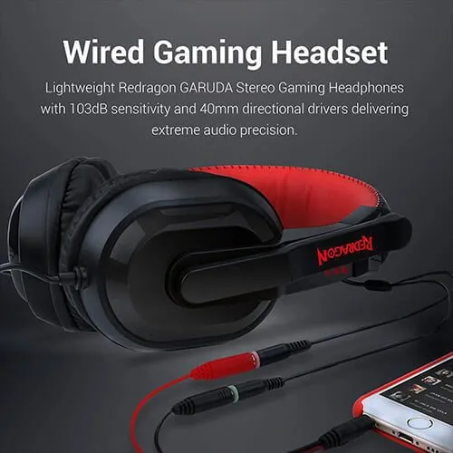 Redragon K552-BB Mechanical Gaming Keyboard and Mouse Combo &amp; Large Mouse Pad &amp; PC Gaming Headset with Mic, 87 Key RED LED Backlit Keyboard for Windows PC (Keyboard, Mouse, Headset Mousepad Set)