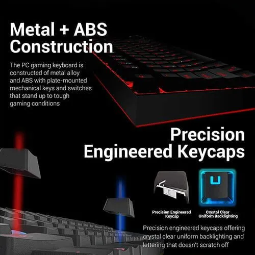 Redragon K552-BB Mechanical Gaming Keyboard and Mouse Combo &amp; Large Mouse Pad &amp; PC Gaming Headset with Mic, 87 Key RED LED Backlit Keyboard for Windows PC (Keyboard, Mouse, Headset Mousepad Set)