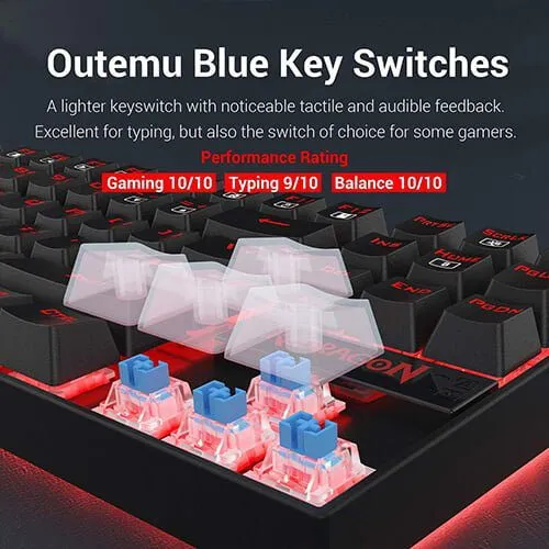 Redragon K552-BB Mechanical Gaming Keyboard and Mouse Combo &amp; Large Mouse Pad &amp; PC Gaming Headset with Mic, 87 Key RED LED Backlit Keyboard for Windows PC (Keyboard, Mouse, Headset Mousepad Set)