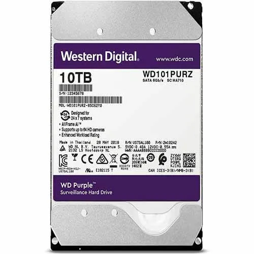 WD 10TB Purple Surveillance Internal Hard Drive - 7200 RPM Class, SATA 6 Gb/s, , 256 MB Cache, 3.5