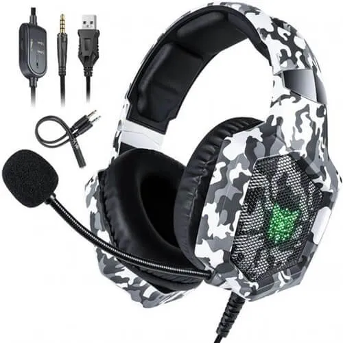 Onikuma K8 RGB Camouflage Gaming Headset | 7.1 Surround Sound | Noise-cancelling Microphone | PC / PS4 / Xbox / Switch / Mac / iOS